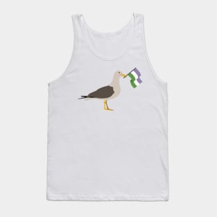 Seagull Holding Genderqueer Pride Flag Tank Top